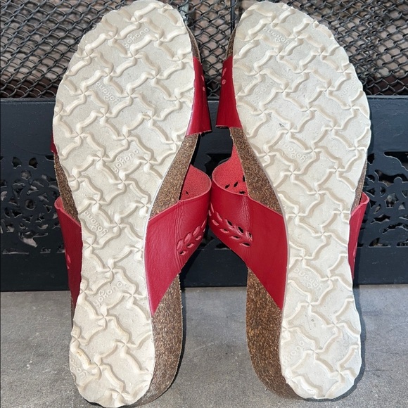 Yukono Slip On Red Leather Sock Open Toe - Picture 4 of 5